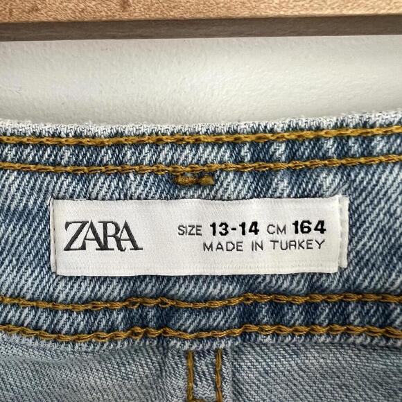 Zara Women's Size US 13-14 Years Old High Waisted Wide Flare Leg Jeans Pants - Picture 4 of 9